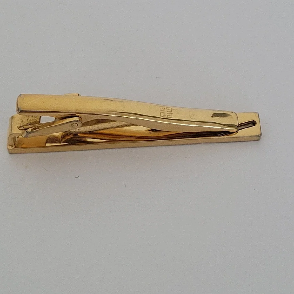 Givenchy Vintage Tie Clip Gold Silver Tone 4G Logo Designer Mens Accessory